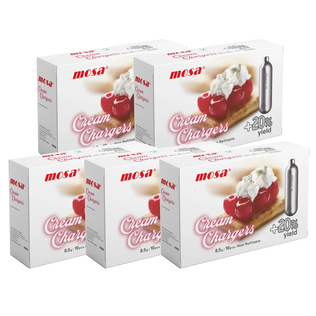 Cream Chargers Mosa Pro 8.5g N2O - Pack of 50 (5 Boxes of 10)