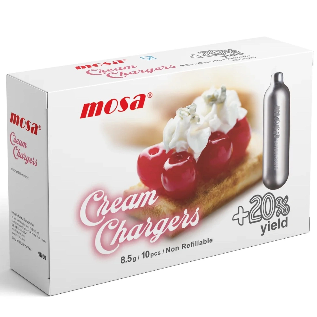 Cream Chargers Mosa Pro - 1 Pack of 10 N2O 8.5g (10 Cartridges)